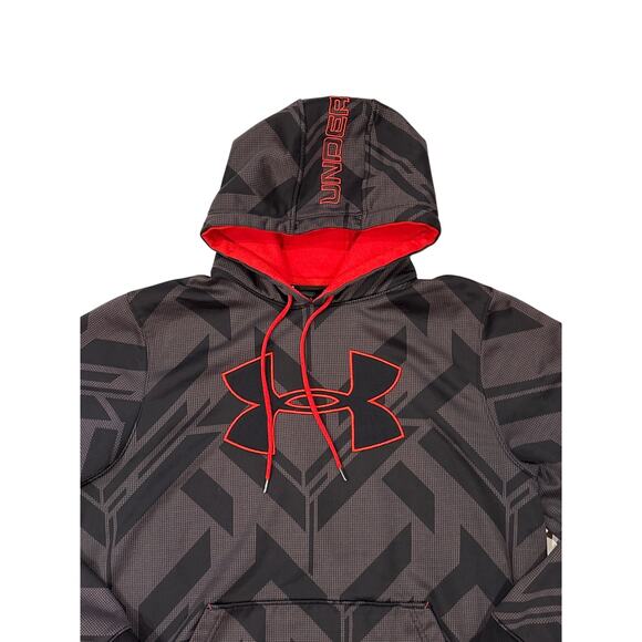 Under Armour Sweatshirt Mens Size Large Black Loose Fit Fleece Hoodie Pullover - Picture 1 of 10